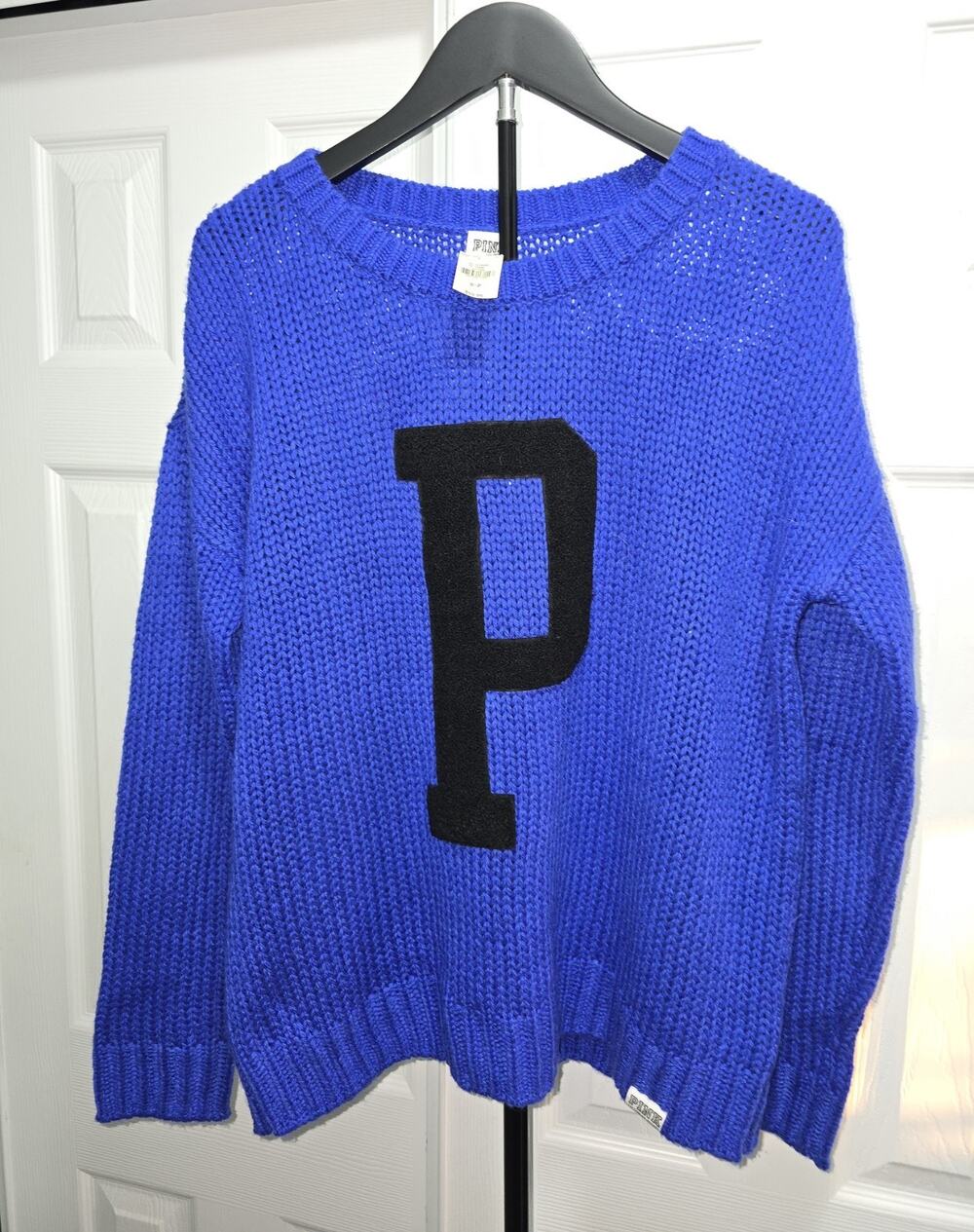 Pink Brand Blue And Black Varsity Sweater Small